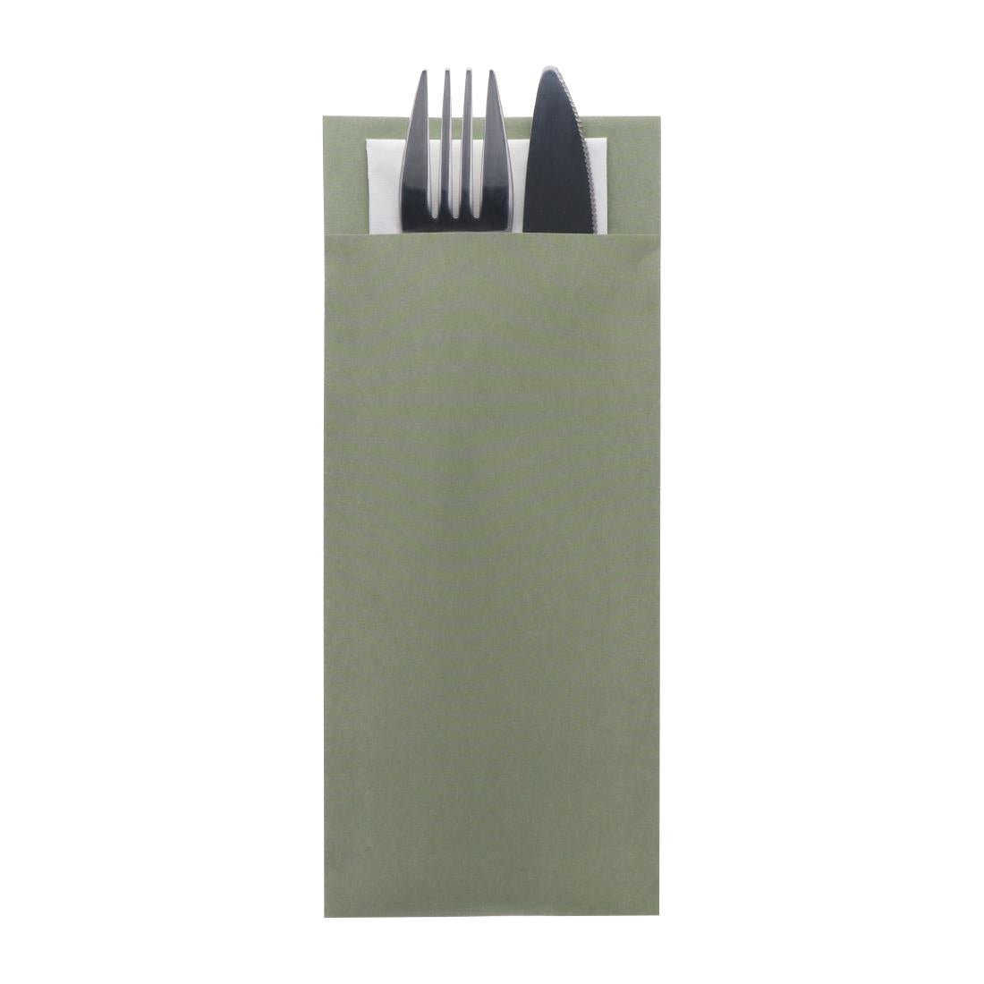 Europochette Classic Size Sage Green Cutlery Pouch with White 2ply Napkin (500 Pack)