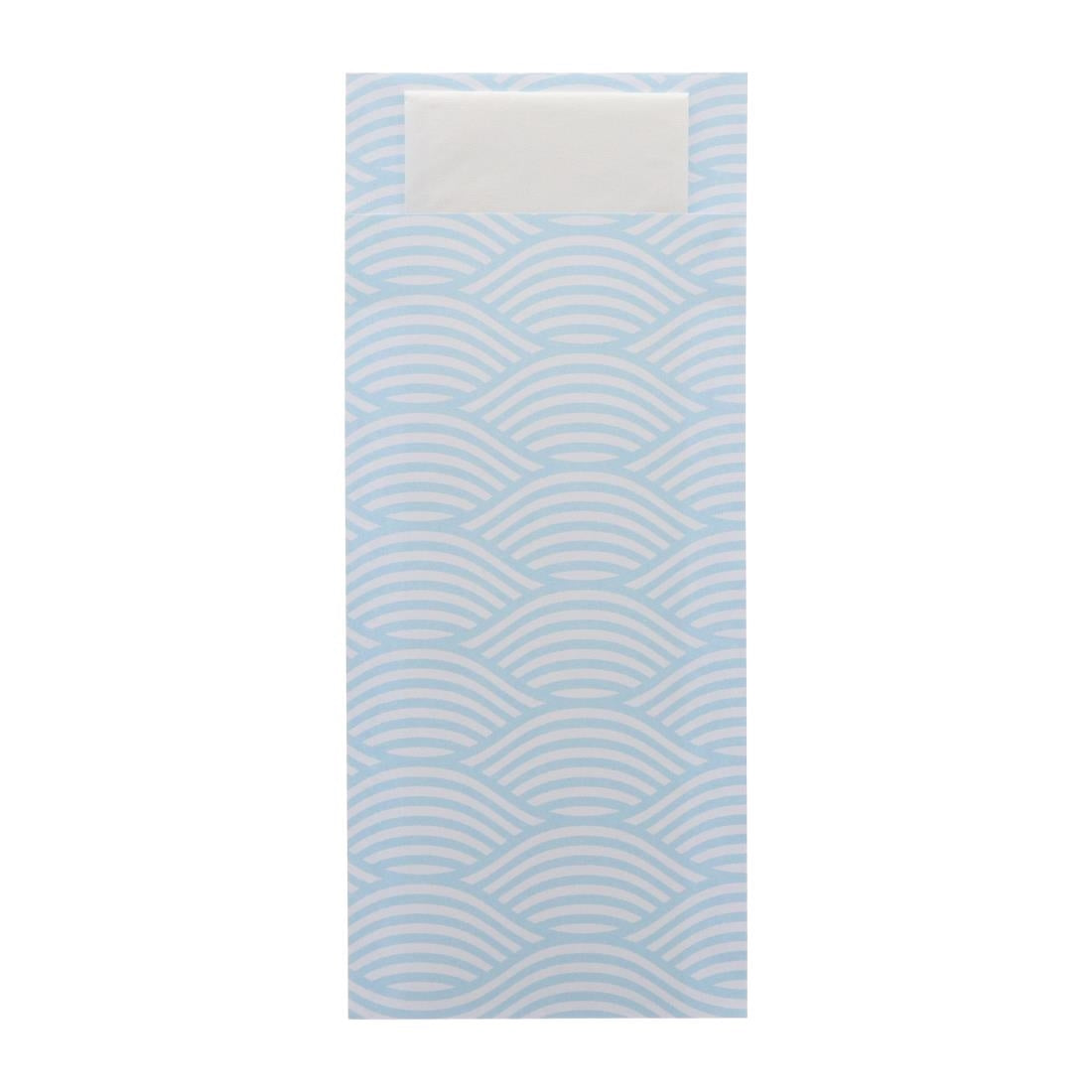 Europochette Classic Size Coastal Cutlery Pouch with White 2ply Napkin (500 Pack)