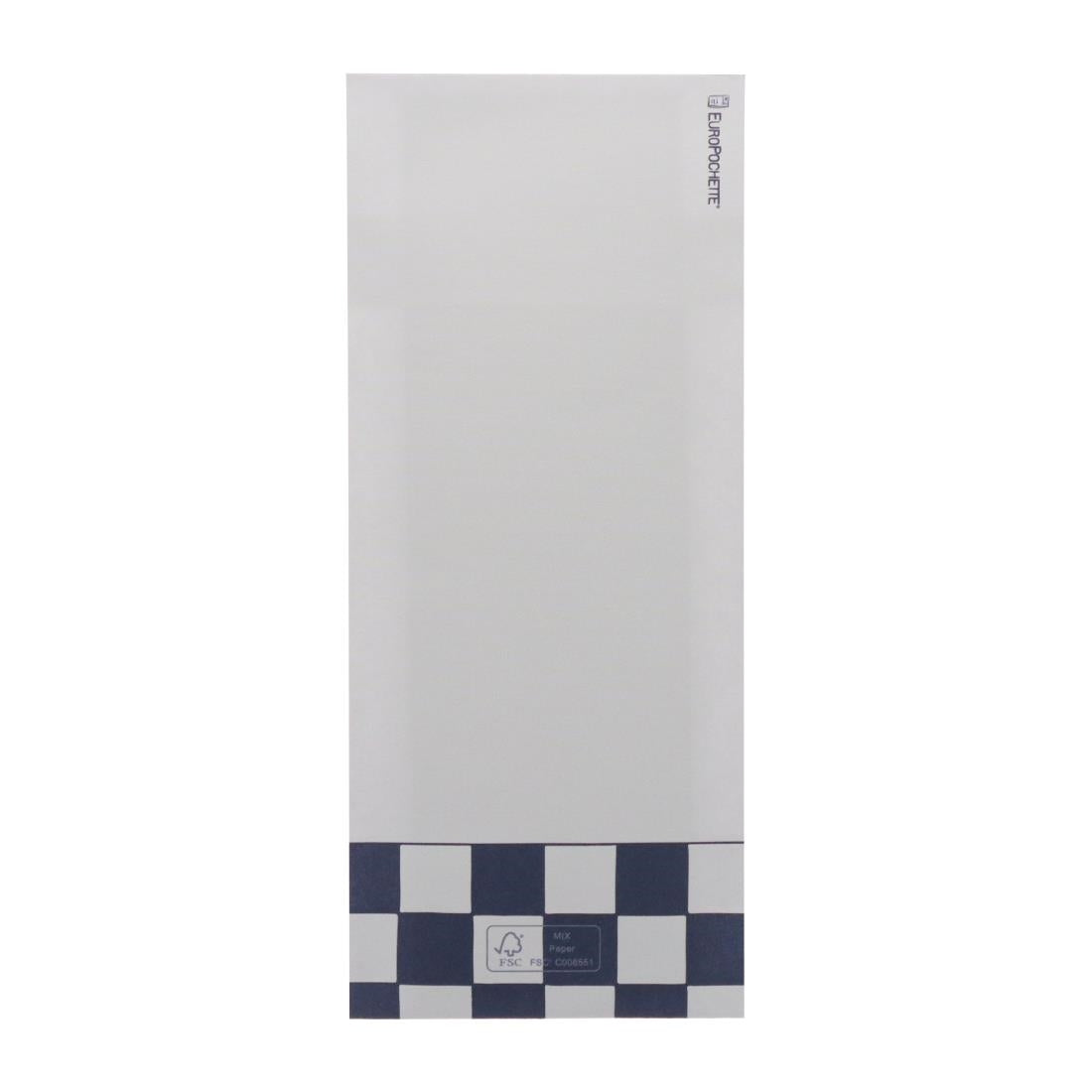 Europochette Classic Size Wine & Dine Cutlery Pouch with Blue 2ply Napkin (500 Pack)