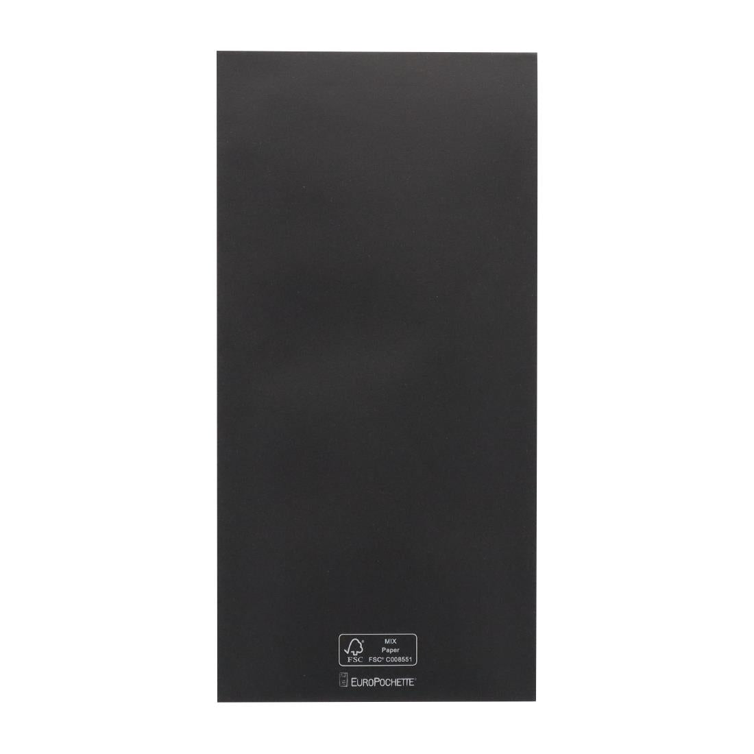 Europochette Royal Size Black Cutlery Pouch with White Soft 2ply Napkin (250 Pack)