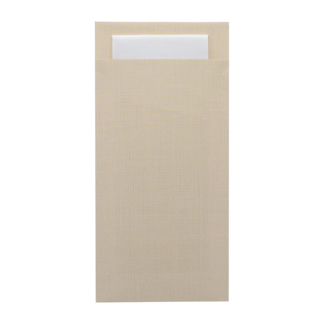 Europochette Extra Size Champagne Cutlery Pouch with White Airlaid Napkin (200 Pack)