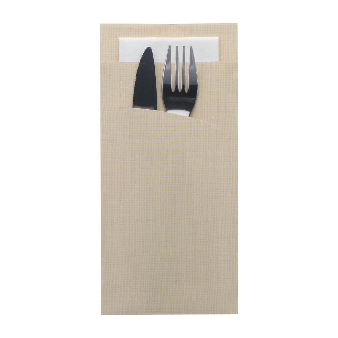Europochette Extra Size Champagne Cutlery Pouch with White Airlaid Napkin (200 Pack)