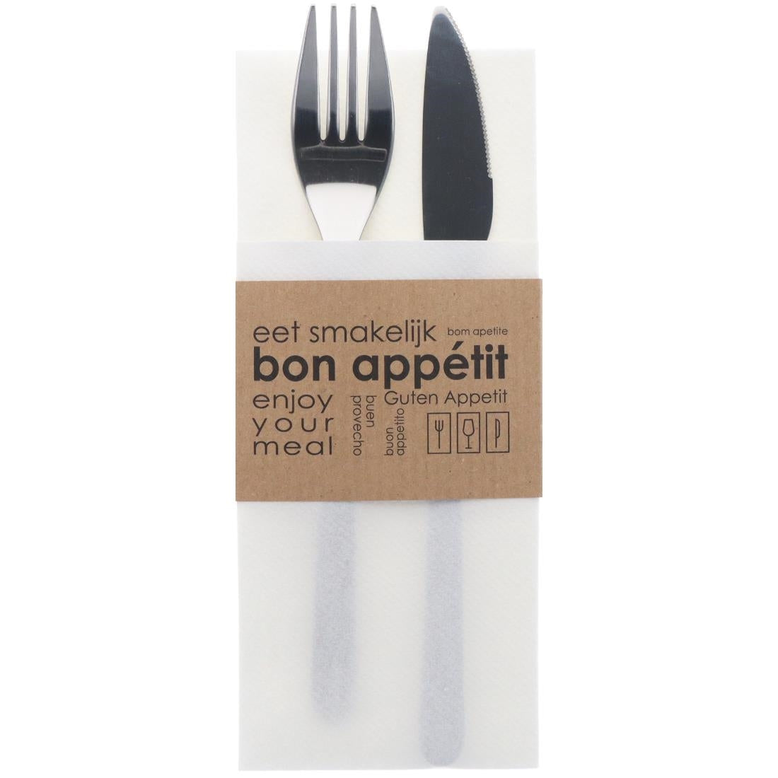 Europochette Kangaroo Fold Airlaid Napkins with Paper Sleeve (50 Pack)