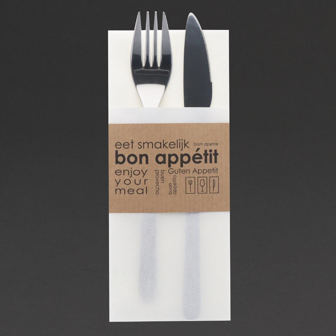 Europochette Kangaroo Fold Airlaid Napkins with Paper Sleeve (50 Pack)