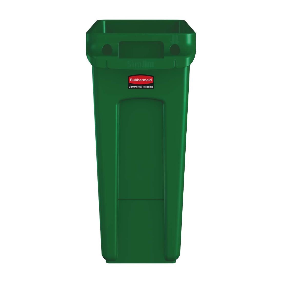 Rubbermaid Slim Jim Bin with Venting Channels Green 60Ltr