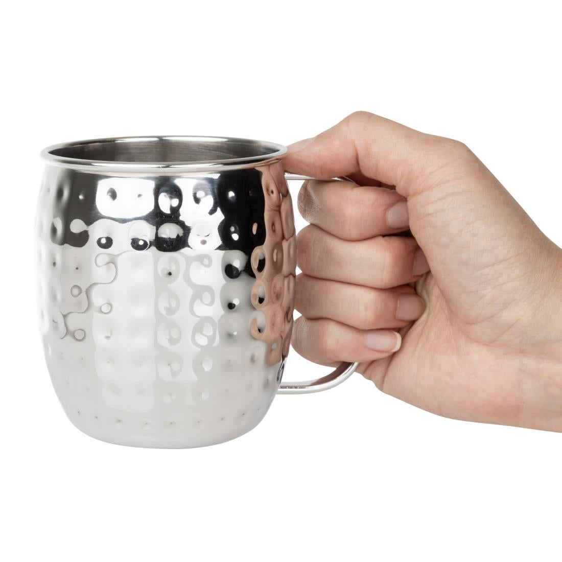 Olympia Barware Hammered Stainless Steel Mug 440ml