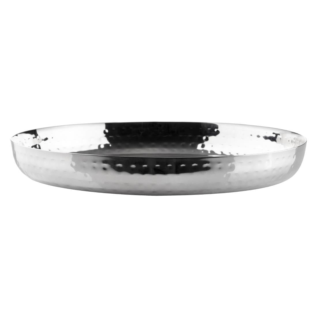 Olympia Hammered Stainless Steel Round Tray 260x35mm