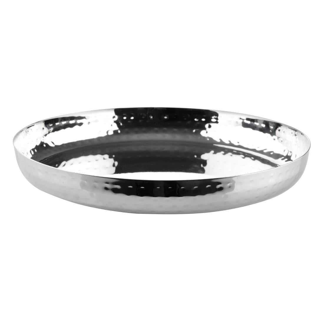 Olympia Hammered Stainless Steel Round Tray 260x35mm