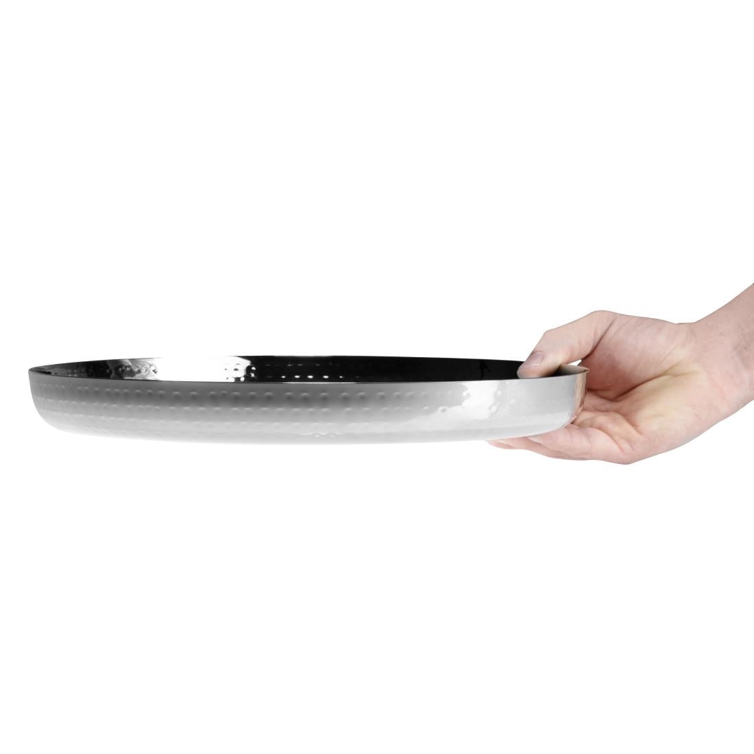 Olympia Hammered Stainless Steel Round Tray 320x35mm