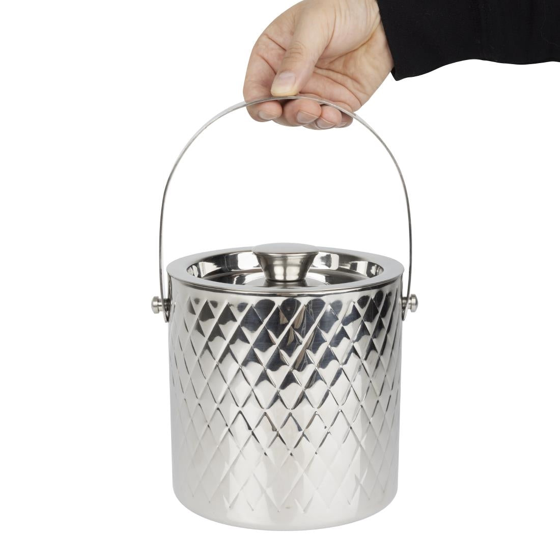 Olympia Geo Double Wall Ice Bucket Stainless Steel 1950ml