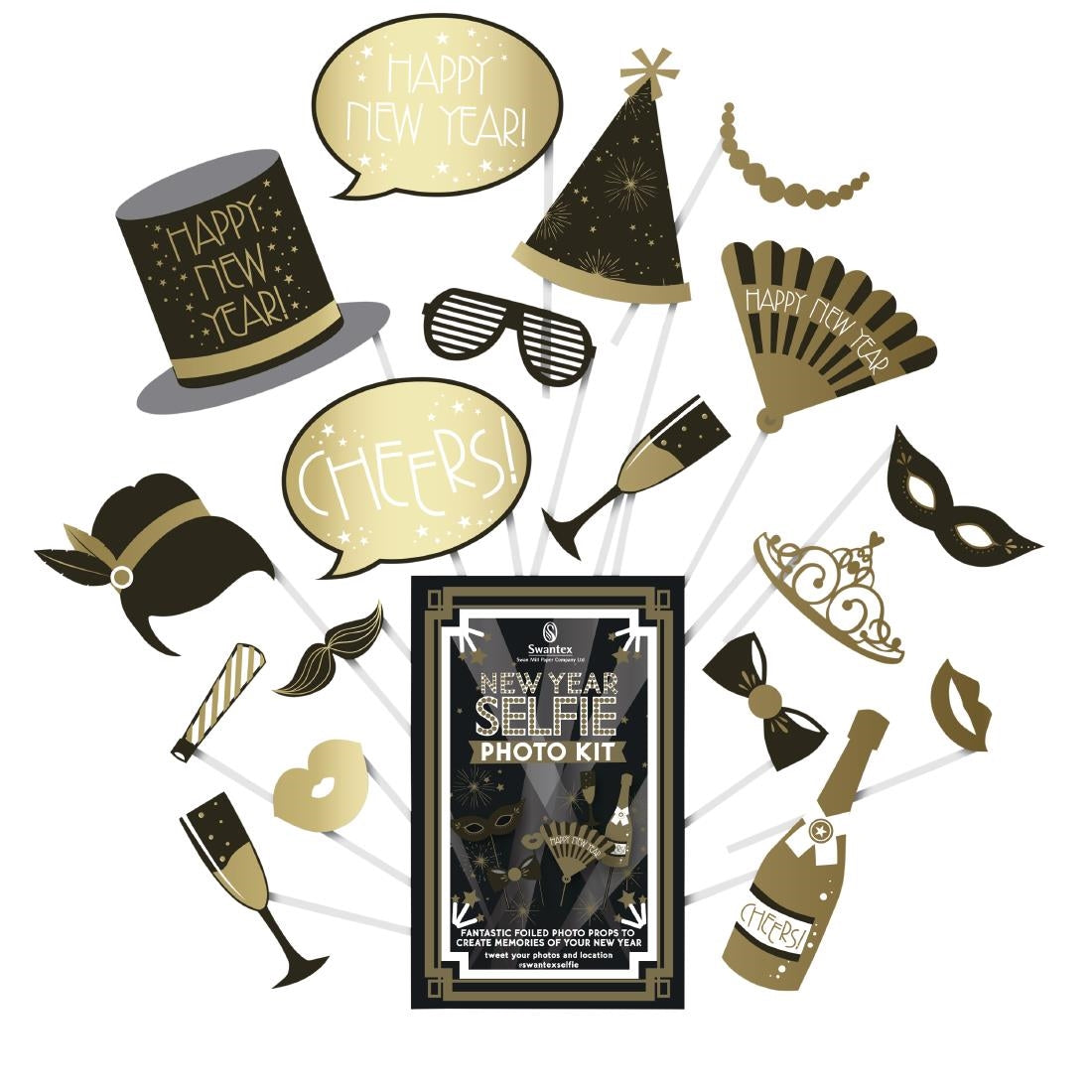 Swantex New Year Selfie Photo Kit (8 Pack)