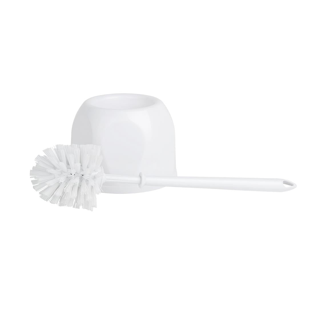 Nisbets Essentials Round Toilet Brush & Holder - White