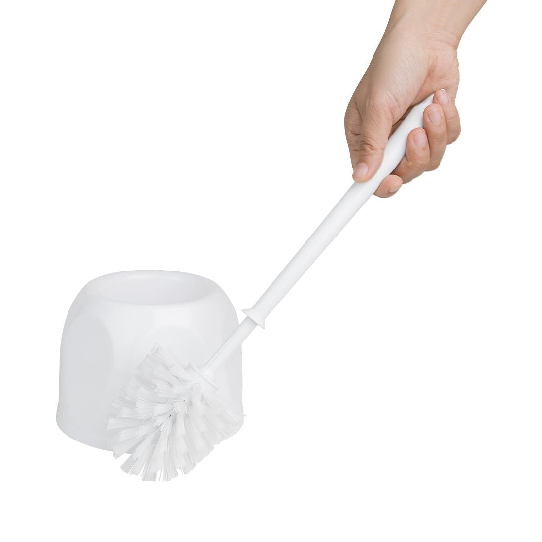 Nisbets Essentials Round Toilet Brush & Holder - White