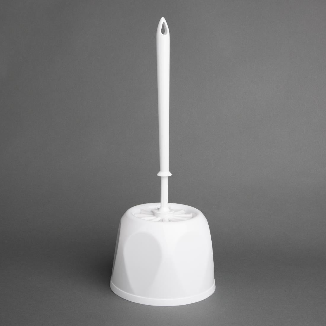 Nisbets Essentials Round Toilet Brush & Holder - White