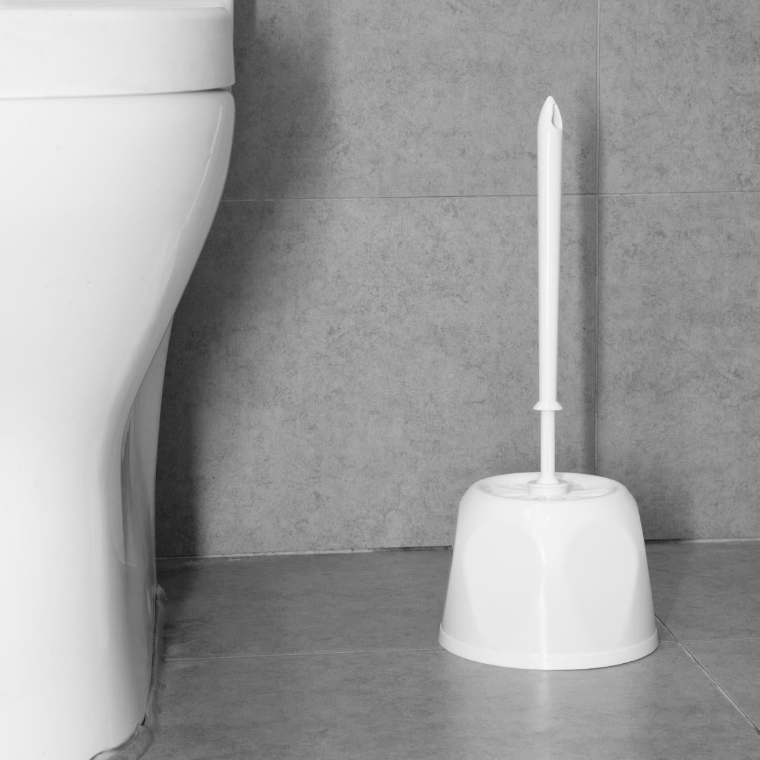 Nisbets Essentials Round Toilet Brush & Holder - White
