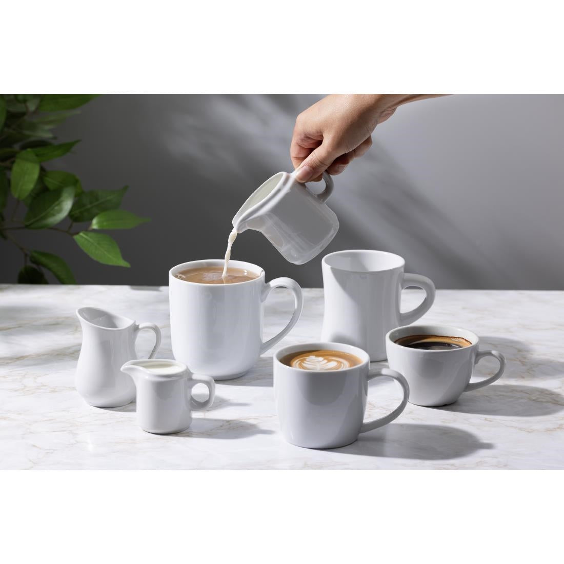 Olympia Whiteware Hollow Mugs 300ml (6 Pack)