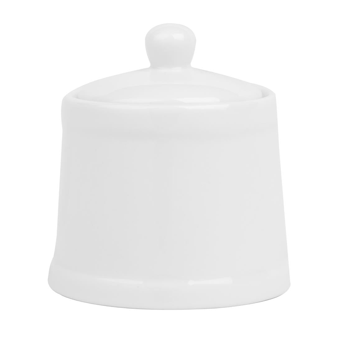 Olympia Whiteware Pier Sugar Bowls with Lids 250ml (6 Pack)