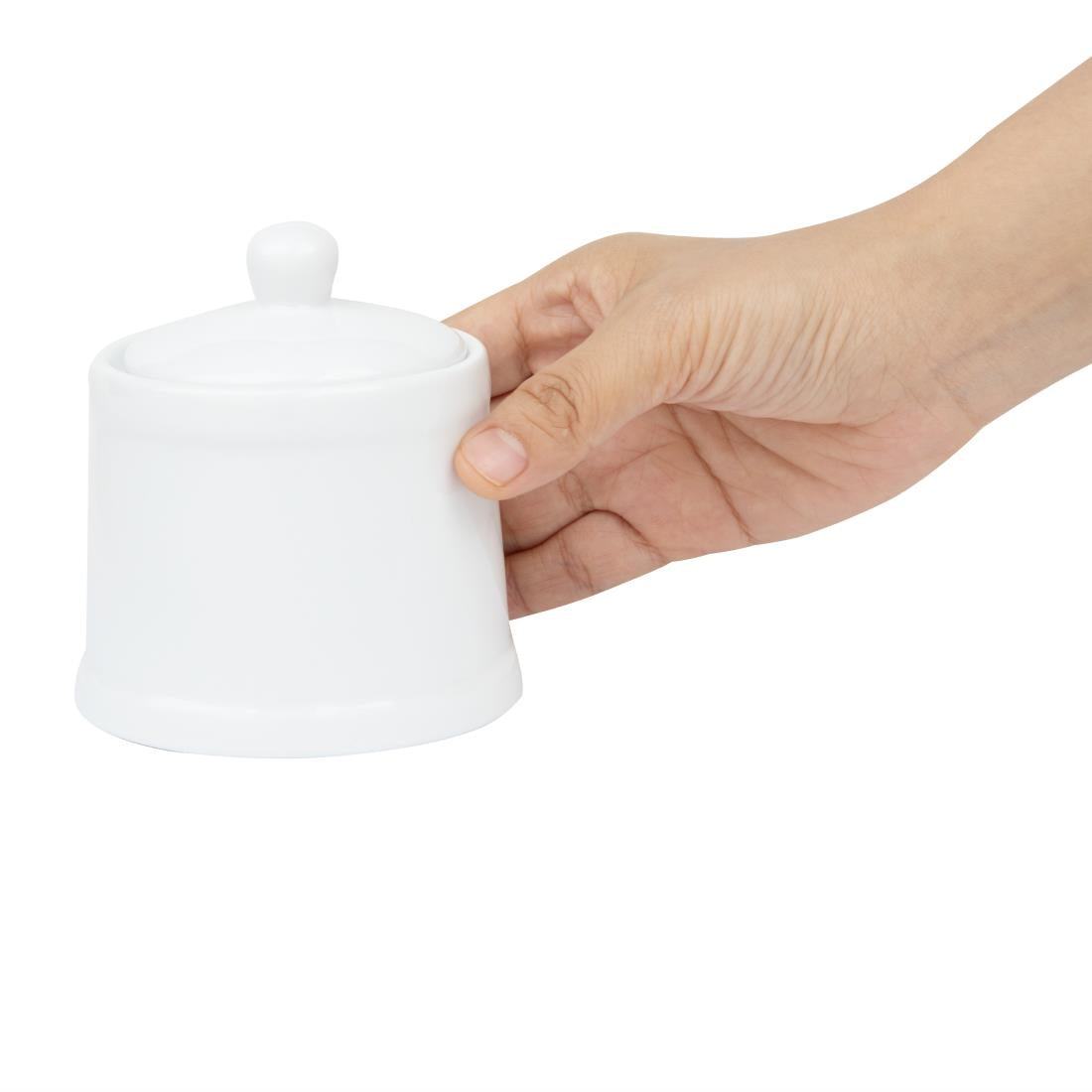 Olympia Whiteware Pier Sugar Bowls with Lids 250ml (6 Pack)