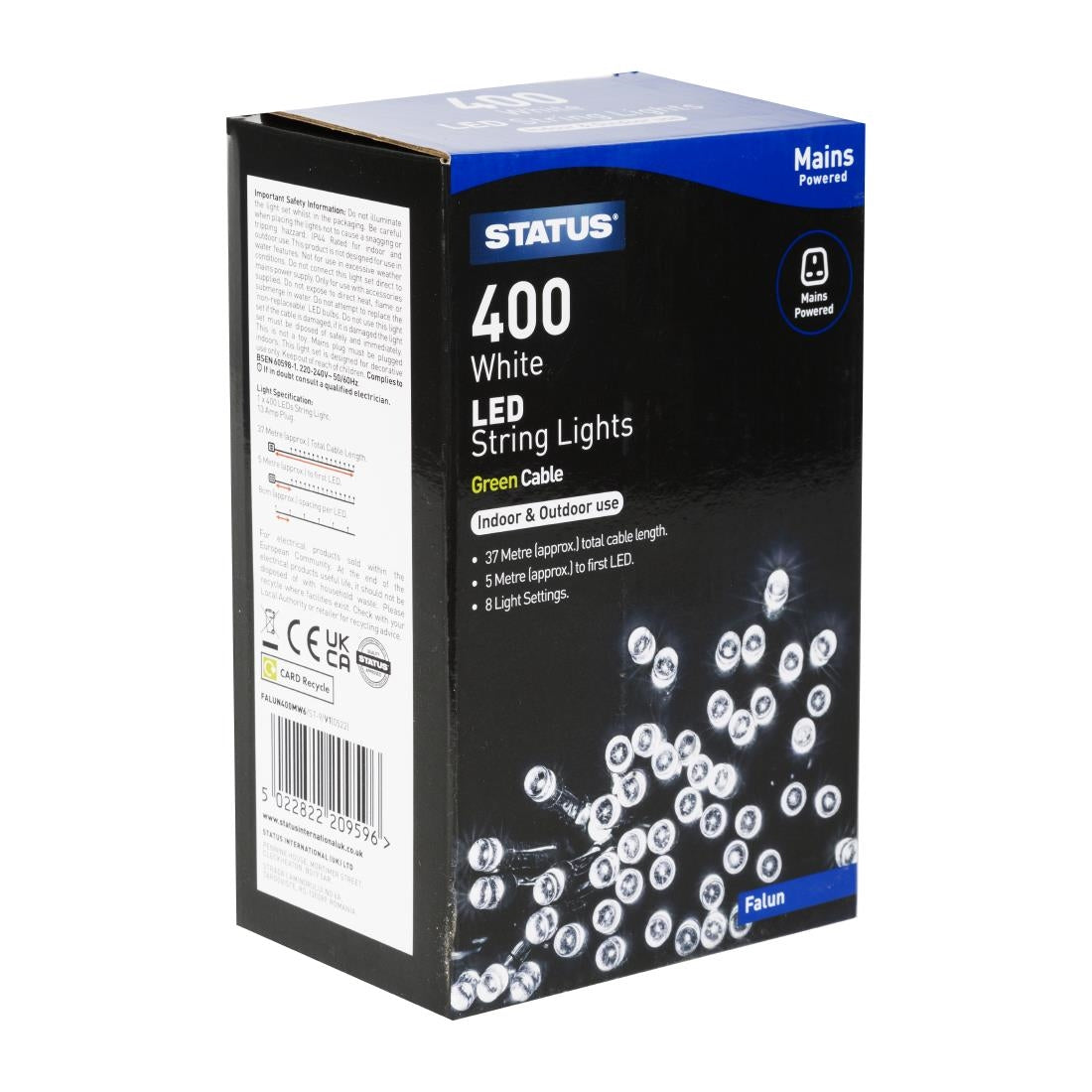 Status Falun 400 Cool White LED Indoor/Outdoor String Lights