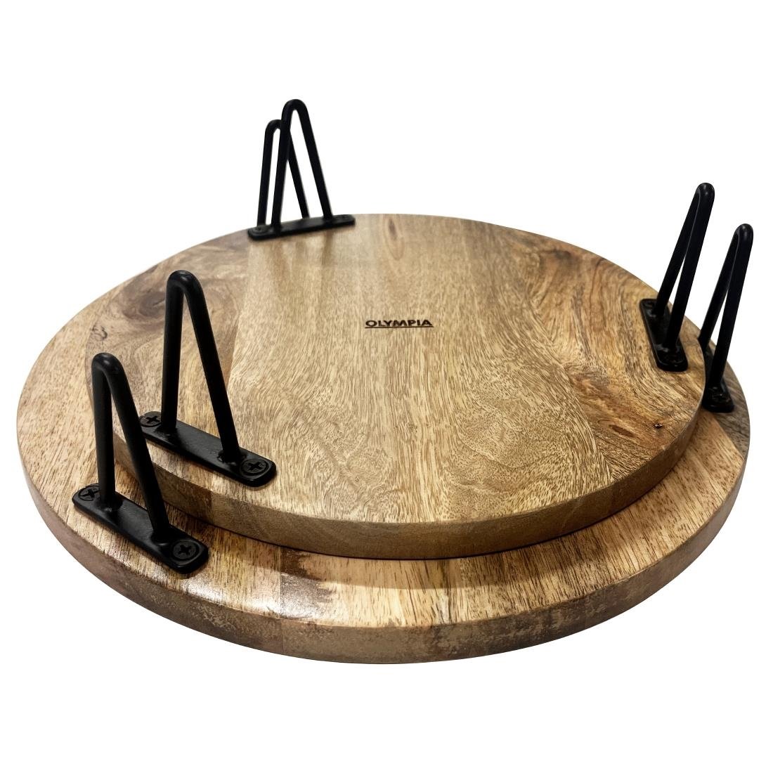 Olympia Round Display Stand Mango Wood with Metal Legs 300x80mm