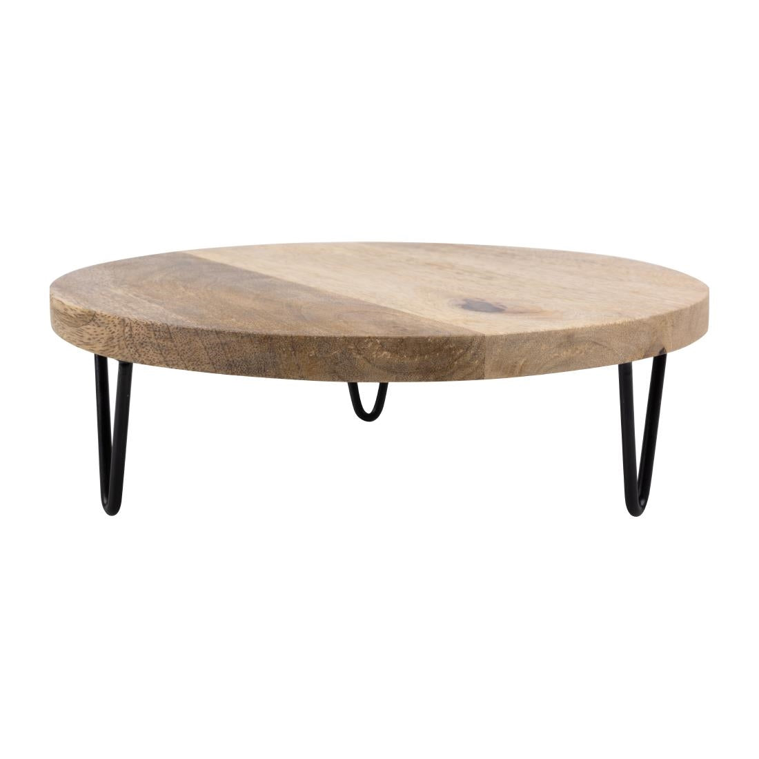 Olympia Round Display Stand Mango Wood with Metal Legs 250x80mm