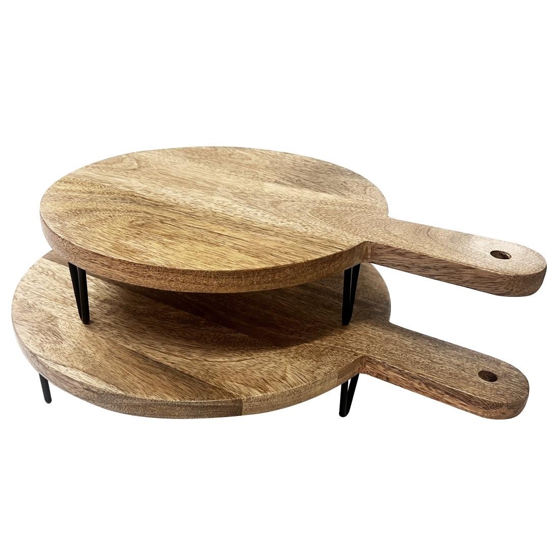Olympia Round Handled Display Stand Mango Wood with Metal Legs 350x250x80mm
