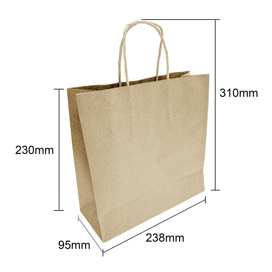 Fiesta Recyclable Twist Handle Brown Paper Bags Small (250 Pack)