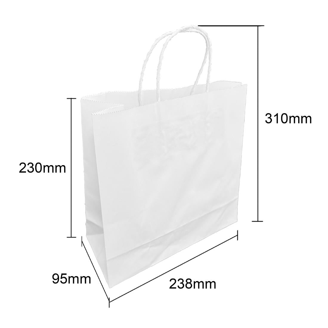 Fiesta Recyclable Twist Handle White Paper Bags Small (250 Pack)