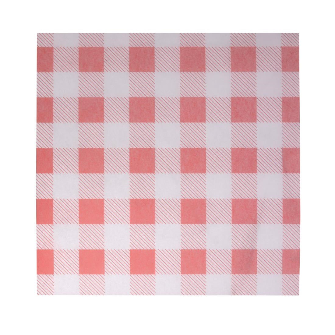 Fiesta Compostable Red Gingham Greaseproof Sheets 250x250mm (200 Pack)