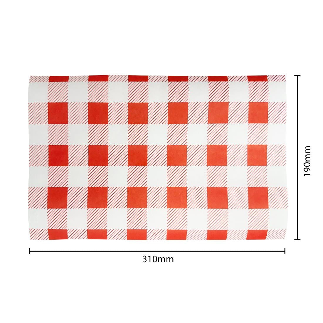 Fiesta Compostable Red Gingham Greaseproof Sheets 310x190mm (200 Pack)