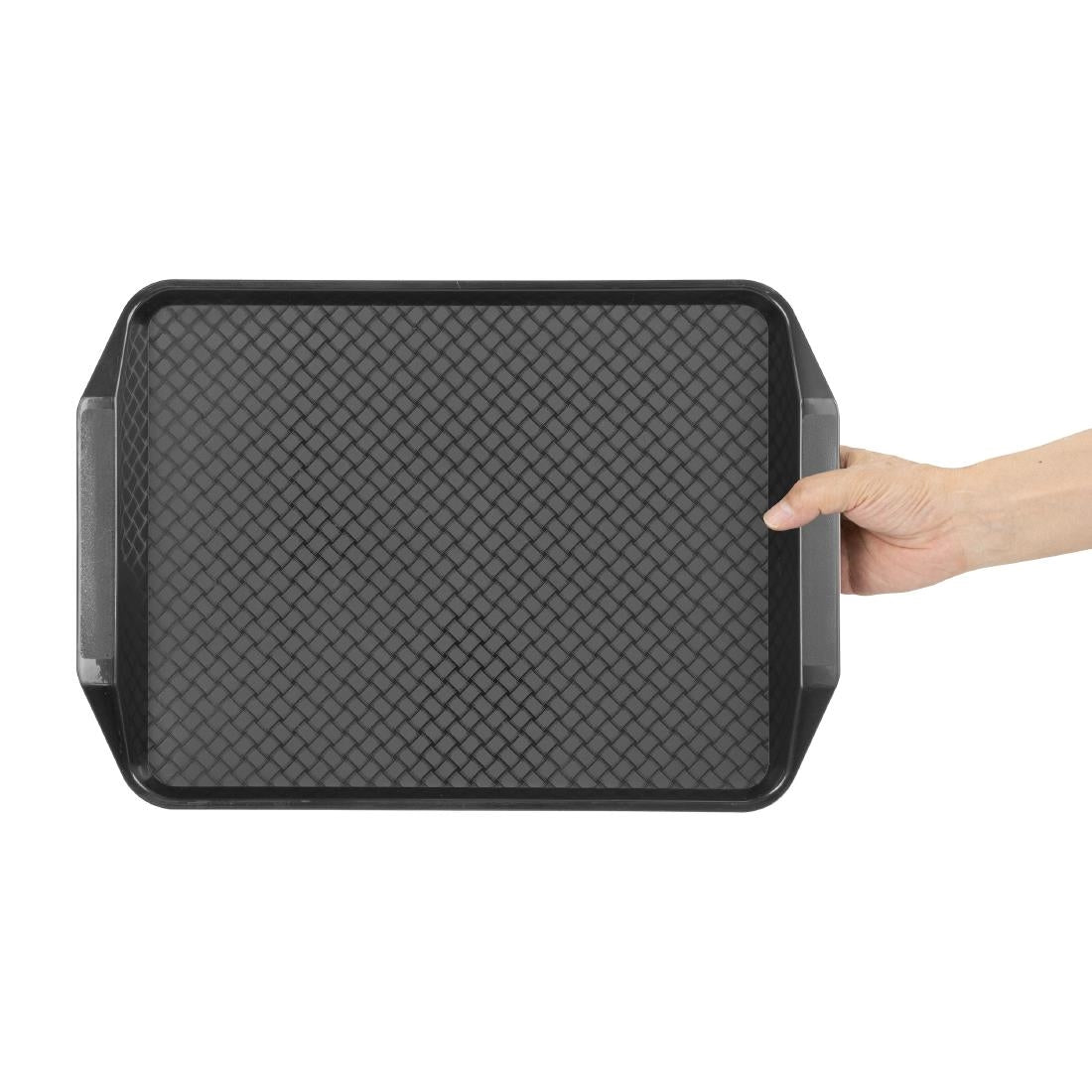 Olympia Kristallon PP Rectangular Handled Tray Black 435x300mm