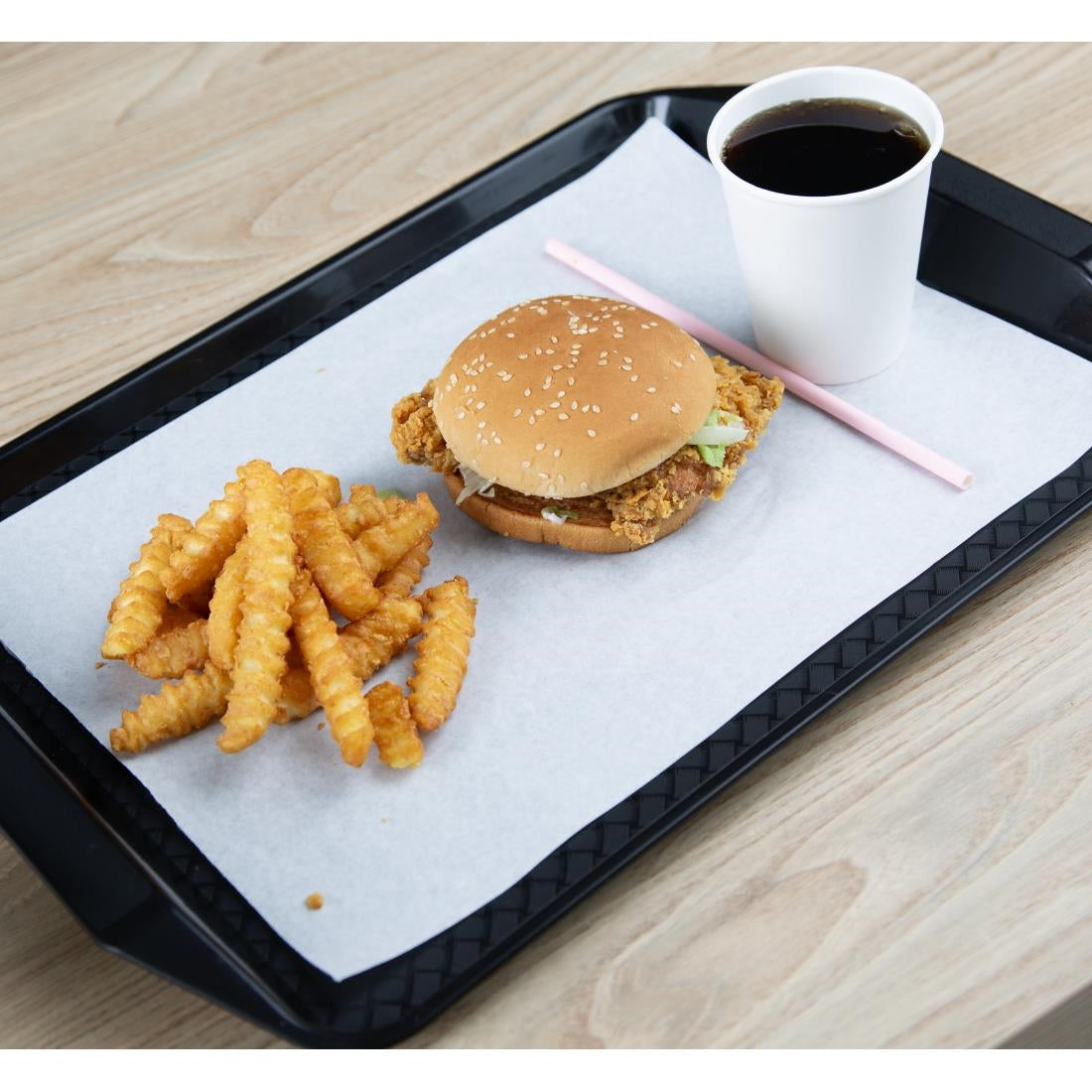 Olympia Kristallon PP Rectangular Handled Tray Black 435x300mm