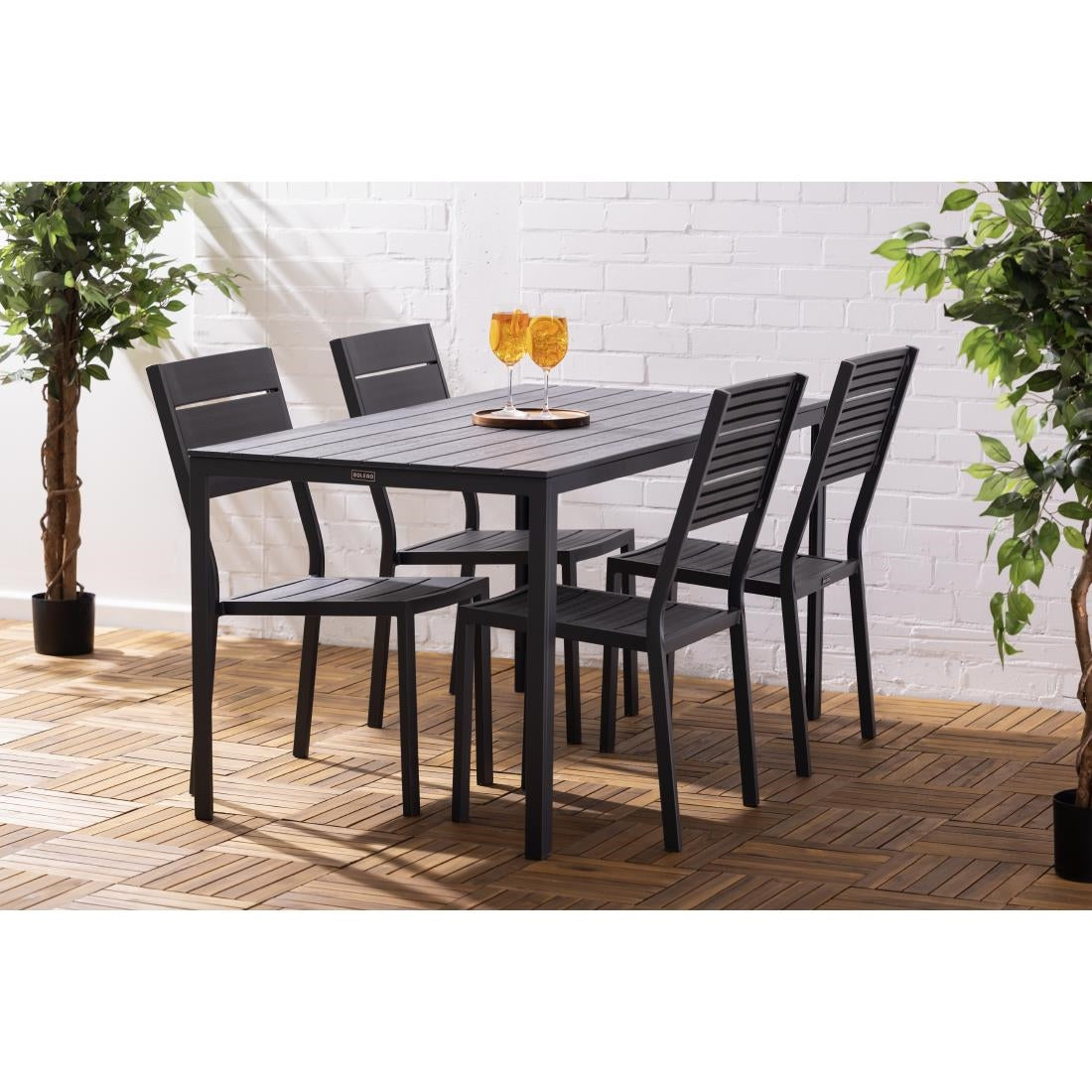 Bolero Valletta Grey Slatted Outdoor Table 1560mm