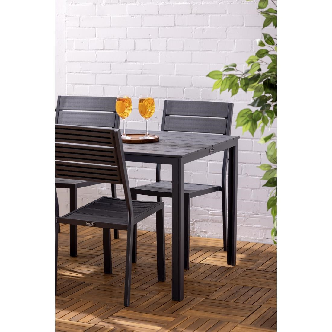 Bolero Valletta Grey Slatted Outdoor Table 1560mm