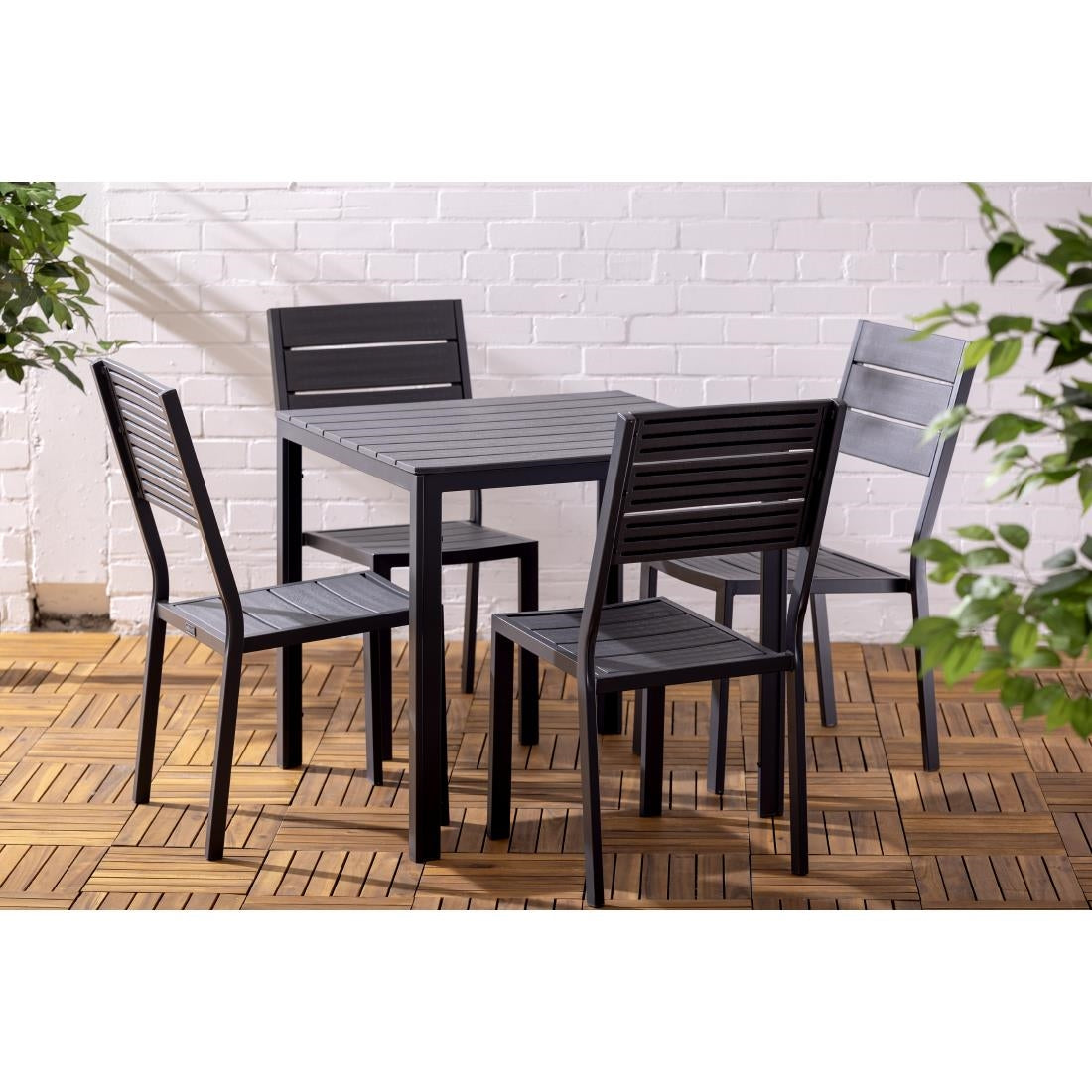 Bolero Valletta Grey Slatted Outdoor Table 780mm
