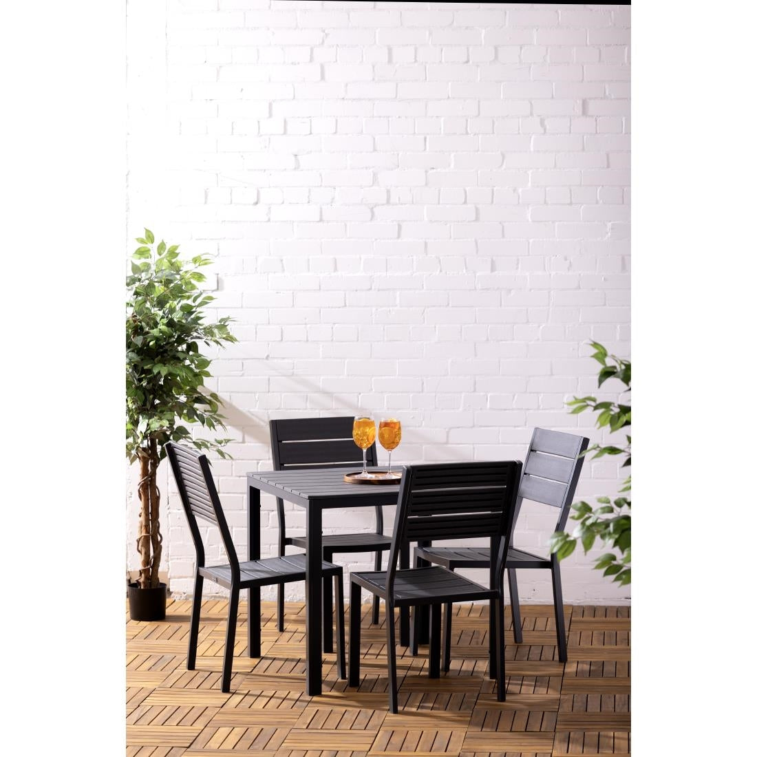 Bolero Valletta Grey Slatted Outdoor Table 780mm