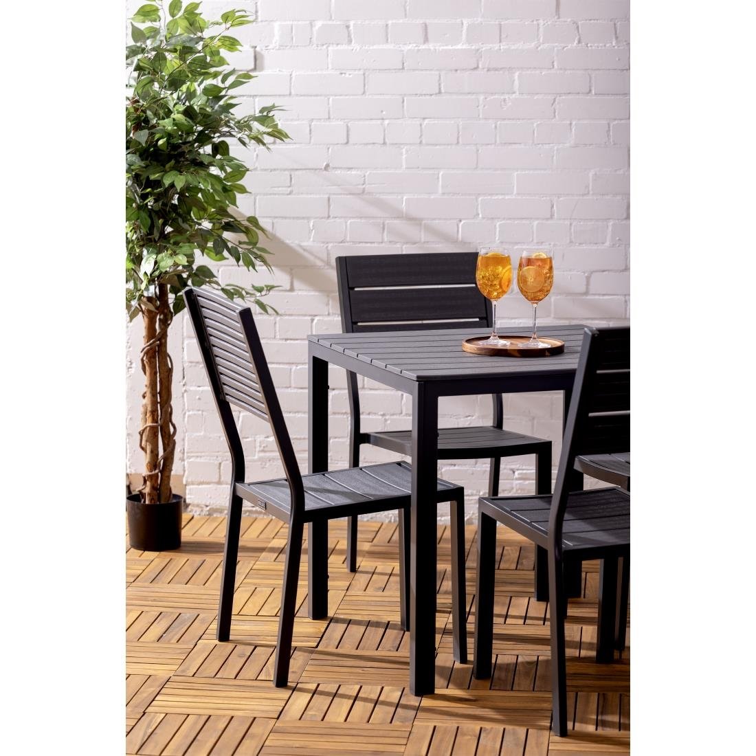 Bolero Valletta Grey Slatted Outdoor Table 780mm