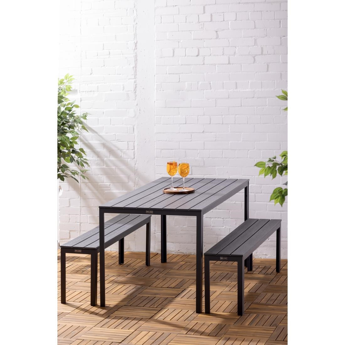 Bolero Valletta Grey Slatted Benches (2 Pack)
