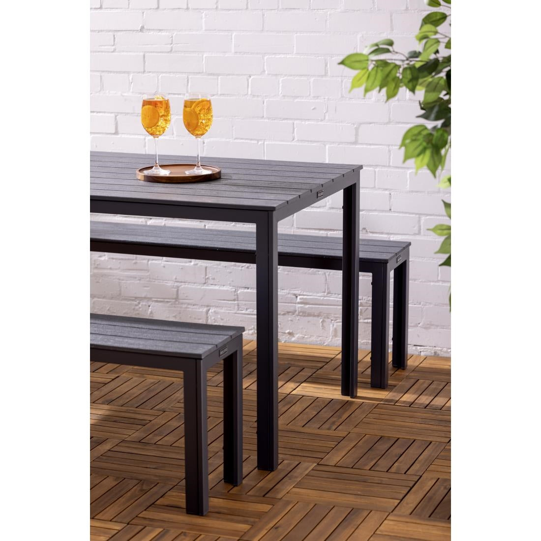 Bolero Valletta Grey Slatted Outdoor Table 1560mm