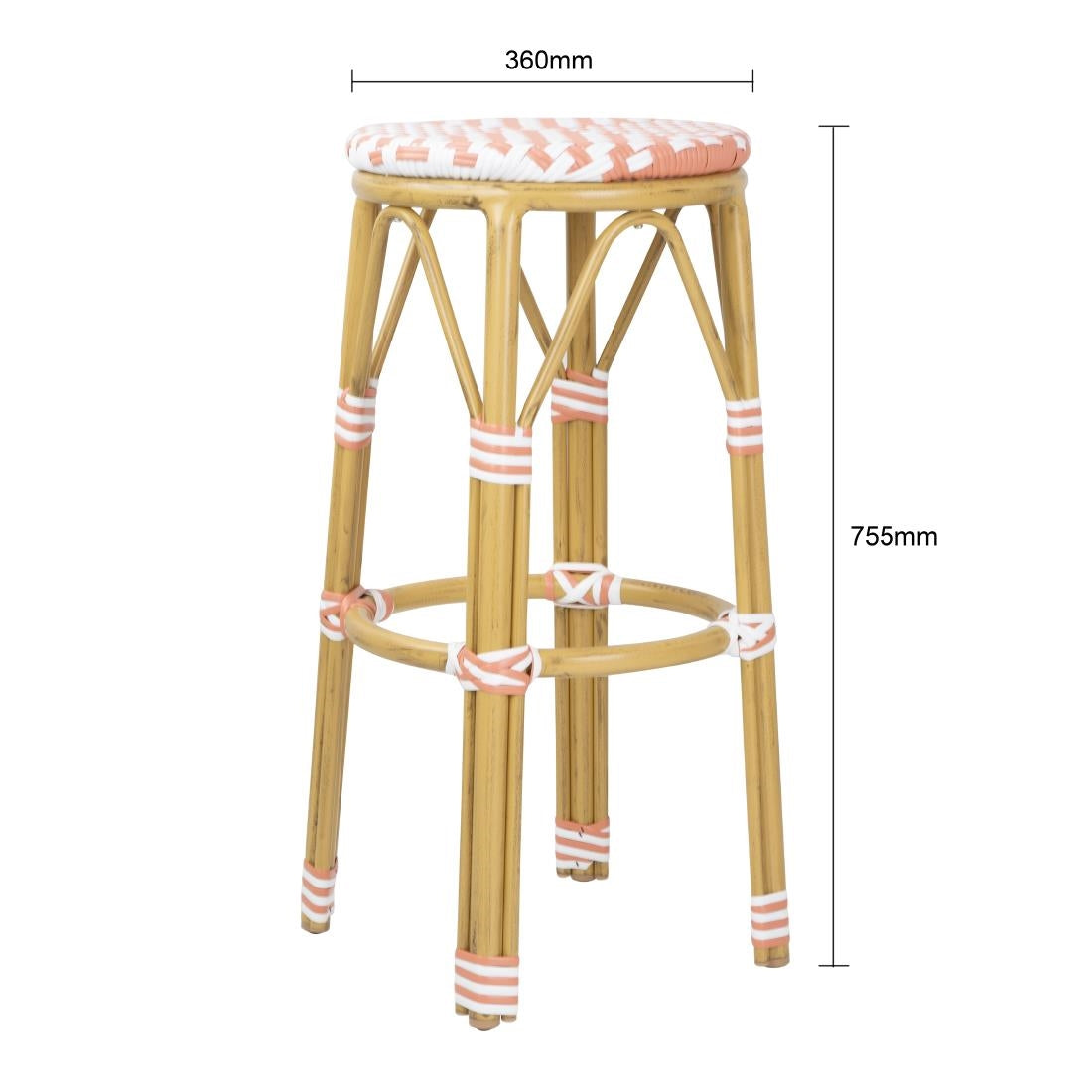 Bolero Parisian Style PE Rattan Bar Stools Coral (2 Pack)