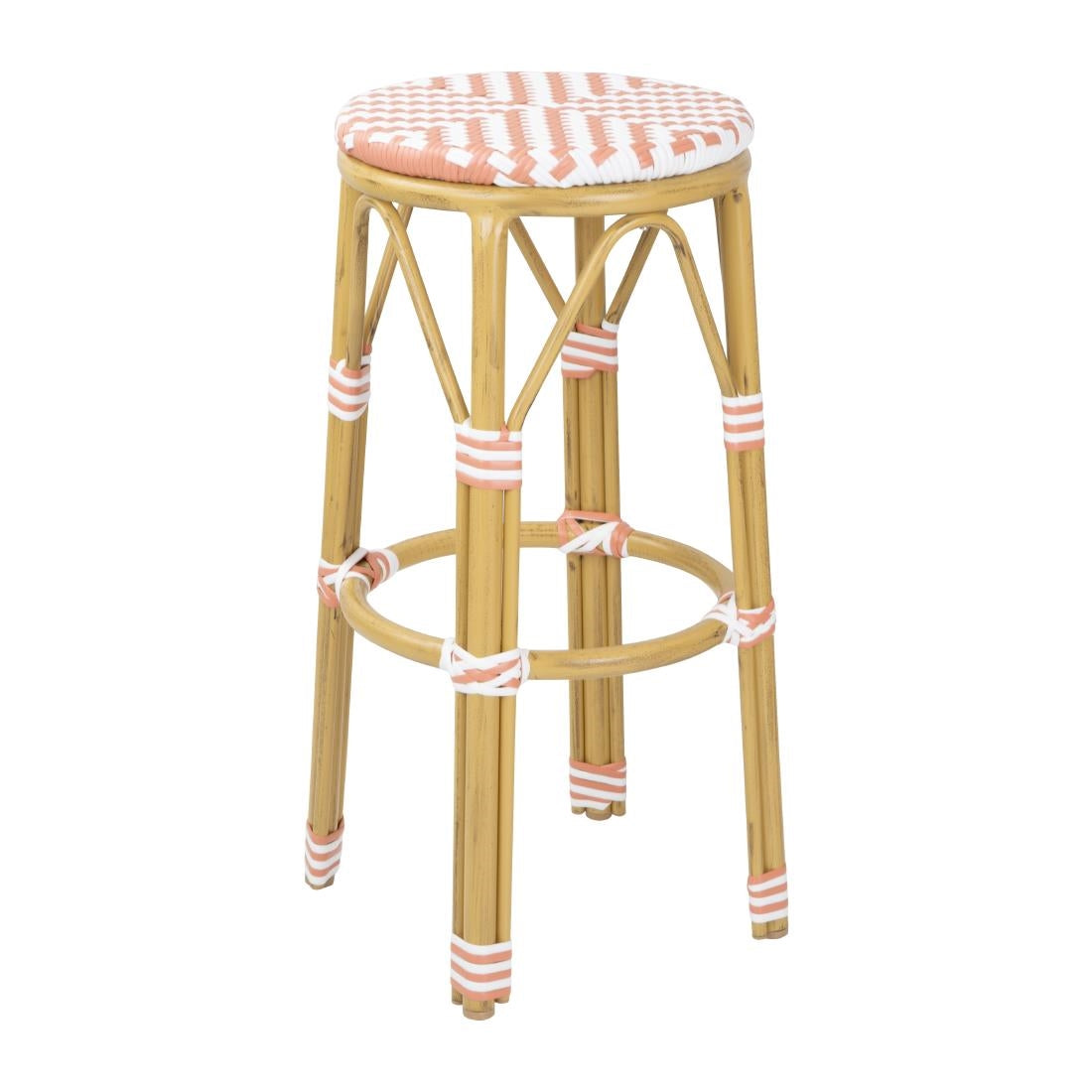 Bolero Parisian Style PE Rattan Bar Stools Coral (2 Pack)