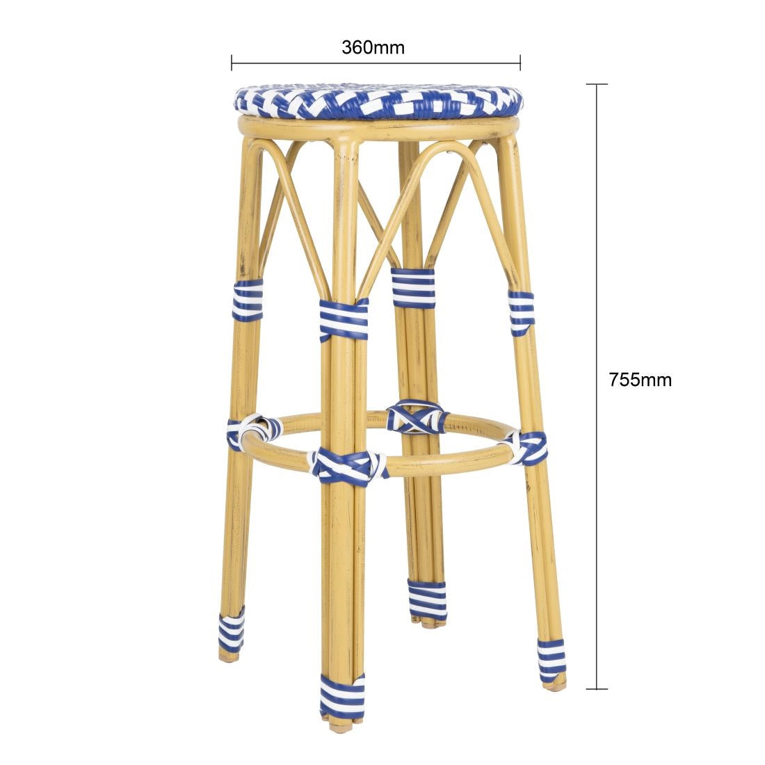 Bolero Parisian Style PE Rattan Bar Stools Blue (2 Pack)
