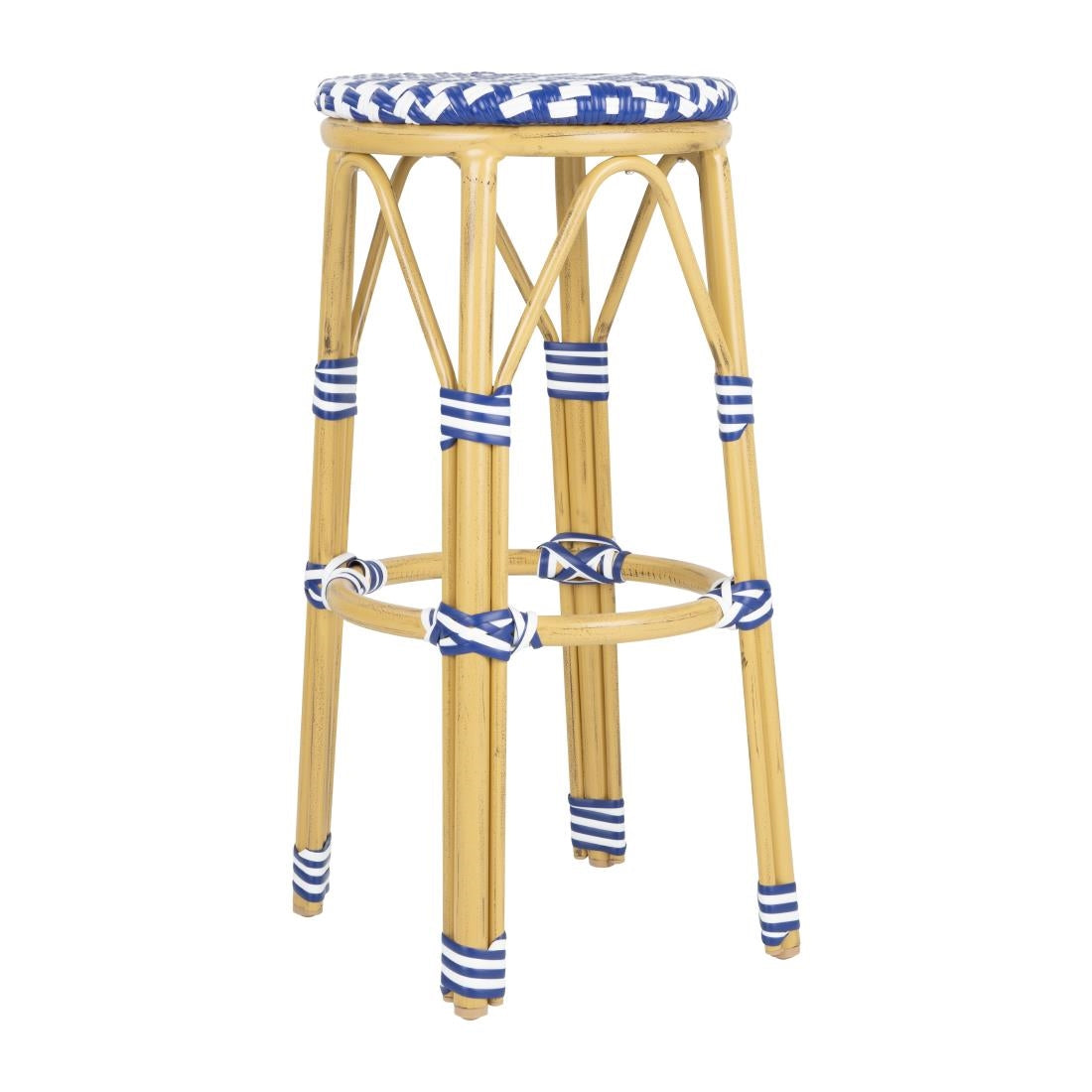 Bolero Parisian Style PE Rattan Bar Stools Blue (2 Pack)