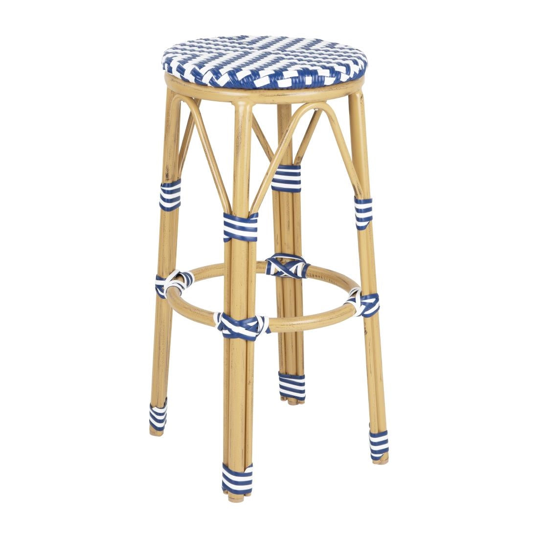 Bolero Parisian Style PE Rattan Bar Stools Blue (2 Pack)