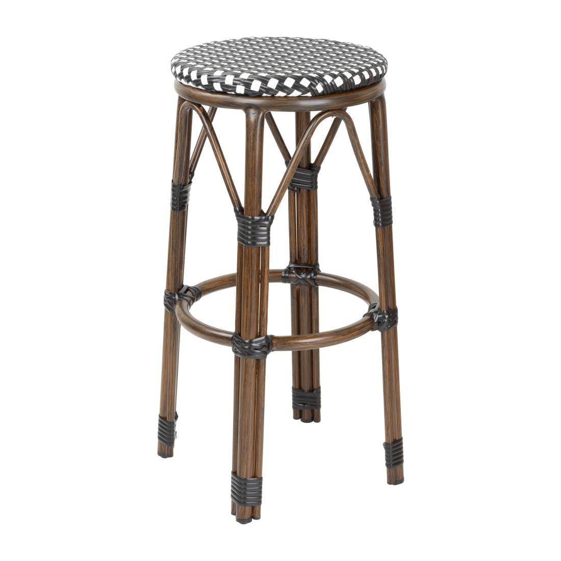 Bolero Parisian Style PE Rattan Bar Stools Black Dot Mix (2 Pack)
