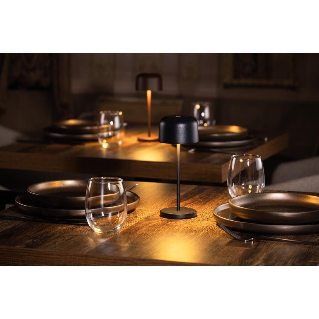 Olympia Siena Table Lamp Round Dome Black 200mm