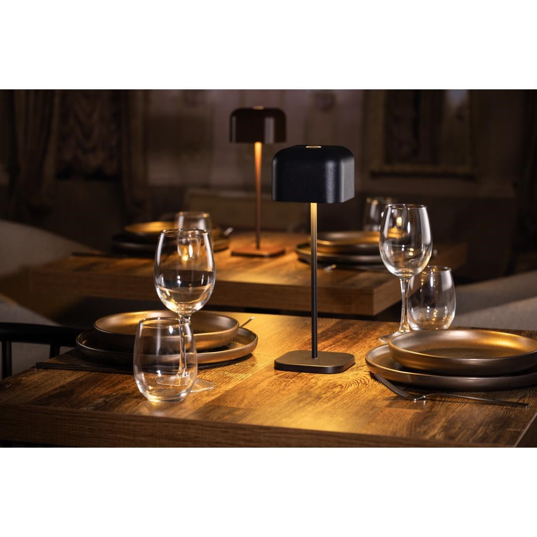 Olympia Lucca Table Lamp Squared Dome Black 300mm