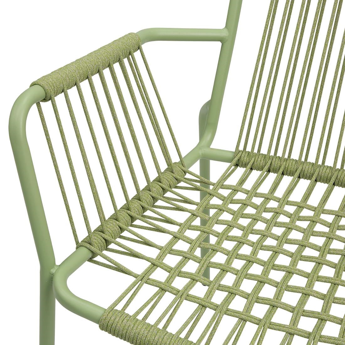 Bolero Melbourne Rope Design Arm Chairs Light Green (4 Pack)