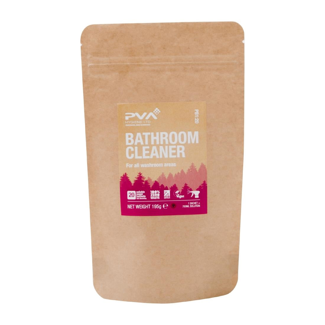 PVA Hygiene Water Soluble Paper Sachets for Triggers Bathroom Cleaner (20 Pack)