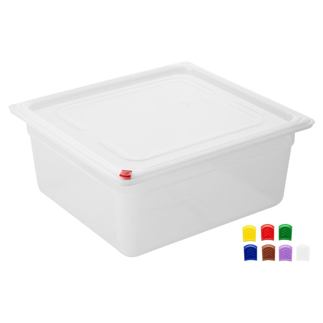 Hygiplas Click PP GN Container 2/3 with Lid & 7 Colour Clips 150mm 12Ltr (4 Pack)